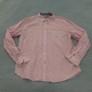 Nautica Shirt Mens XL Classic Fit Stretch Striped Button Up Red White Preppy